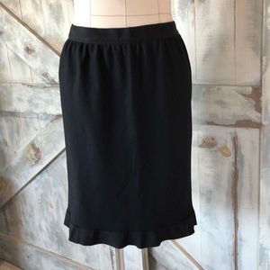 Lanvin wool ruffled hemline midi skirt